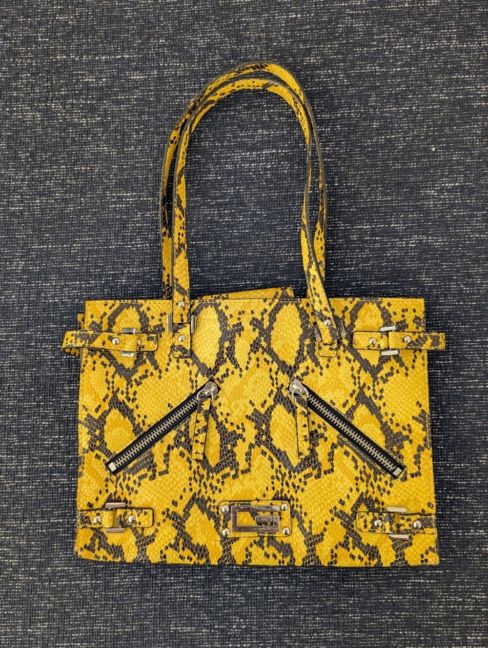 Guess Rare 2006 Cobra Lily Yellow And Black Snake-Print Tote Bag